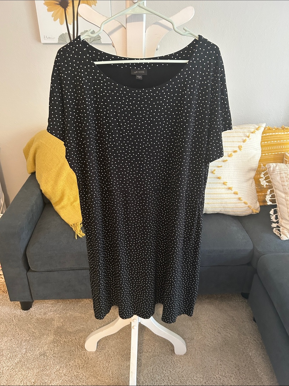 J. Jill Black Dress with White Polka Dots - Midi